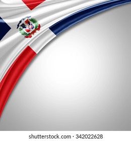 Dominican Republic flag  of  silk with copyspace for your text or images 