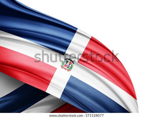 テキストまたは画像と白い背景にコピー用スペースを持つドミニカ共和国の国旗 のイラスト素材
