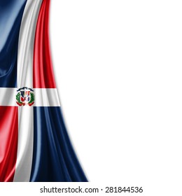 Dominican Republic  flag of silk and white background