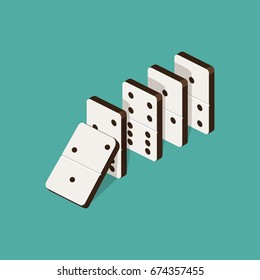 Domino Effect Isometric Style Colorful Raster Illustration