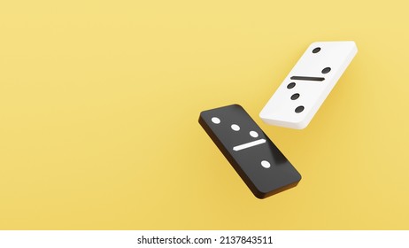 Domino game - 3d render. Tiles, blocks of dominoes with even dots on a bright background. Domino effect business concept, logo for companies, trainings. Board game of dice with a winner and a loser.  - Powered by Shutterstock