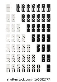 Domino sets black and whie isolated on white background