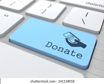 Donate Button On Modern Computer Keyboard.