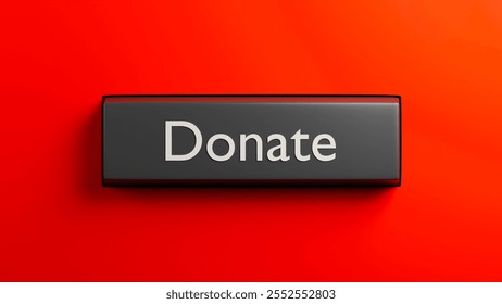 Donate button on red background. Button for bloggers leading online broadcasts. Key for donate for internet. Button for blogger collecting donations from viewers. Donate logotype. 3d image - Powered by Shutterstock