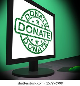 Donate Computer Showing Charitable Donating And Fundraising