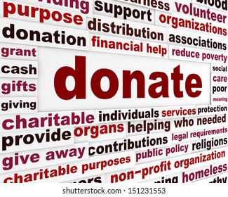 Donate word clouds concept. Helping people creative conceptual background