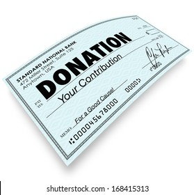 Donation Check Money Contribution To Charity Non-Profit Group