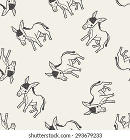 donkey doodle seamless pattern background