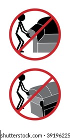 Don't Move Furniture By Armrest Or Headrest Symbols