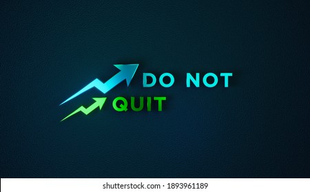 Dont Quit 3D Text Modern Space Age Render Shiny Metallic 8K High Resolution
