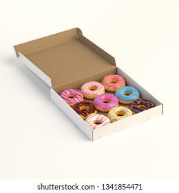 Donut box isolated on white background 3d-illustration