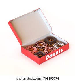 Donut box isolated on white background 3d rendering