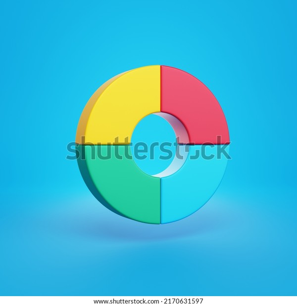 Donut pie\
chart on blue background. 3d\
rendering.