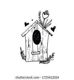 Doodle Art Birdhouse Natural Decoration Black Stock Vector (Royalty ...