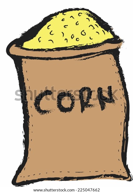 Doodle Corn Grain Burlap Bag Stock Illustration 225047662