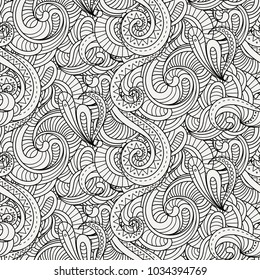 Black White Paisley Outline Pattern Stock Vector (Royalty Free ...