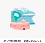 doodle flat raster version illustration of Seoul City Hall is a governmental building in South Korea