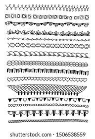 Hand Drawn Decorative Borders Pattern Brushes Stock Vector (Royalty ...