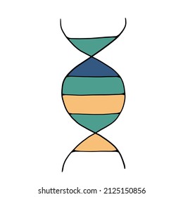 Doodle Illustration Of Dna Helix White Background