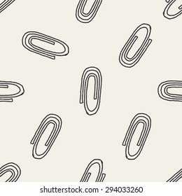 Doodle Paper Clips Seamless Pattern Background