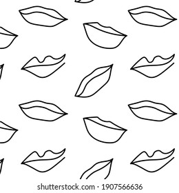 Doodle Pattern. Abstract Bold Funky Drawing Elements In Trendy Pop Art Style,lips Smooth Lines From The Hand