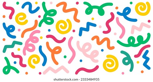 Doodle sketch style of colorful shapes and lines on white background for concept design. - Shutterstock ID 2333484935
