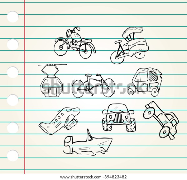 doodle transport icon on\
paper