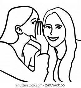 Doodle of two girls chatting gossiping line art - Powered by Shutterstock