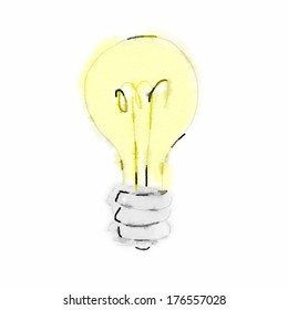 Doodle Watercolor Icon - Lightbulb