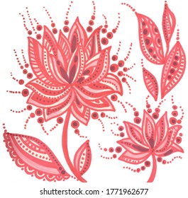 doodles red flowers with leaves, sperm bank symbol - Powered by Shutterstock