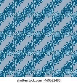Doodles seashells background seamless pattern.
