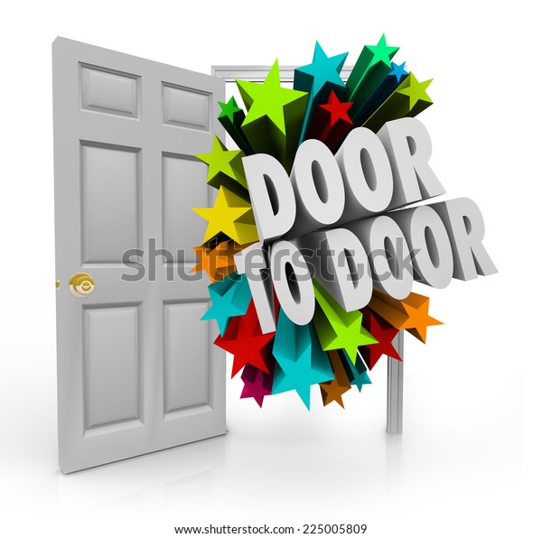 Door Door 3d Words Bursting Through Stock Illustration 225005809