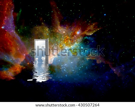 Door in deep space 3D Render