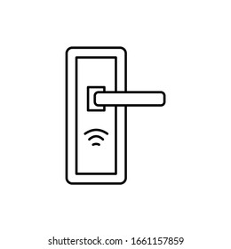 Door handle, nfc icon. Simple line, outline elements of near field communication icons for ui and ux, website or mobile application