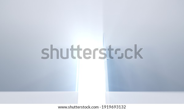 Door Opening to the brilliant Future, way\
to Heaven and Success. 3D\
illustration.