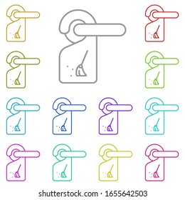 Doorknob, Cleaning Multi Color Icon. Simple Thin Line, Outline Of Hotel Service Icons For UI And UX, Website Or Mobile Application On White Background