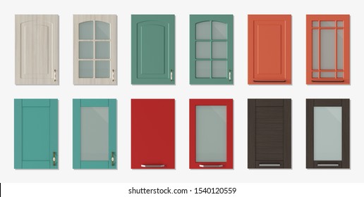 Doors for kitchen cabinets 3D rendering