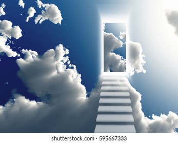 Doorway Sky    3D Render - Shutterstock ID 595667333