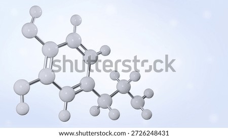 Dopamine molecule 3D render on light background. Clean chemical structure with copy space. Illustration
