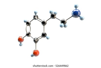 Dopamine Molecule 3D Rendering