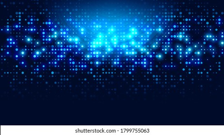 Dot Blue Pattern Screen Led Light Gradient Texture Background. Abstract  Technology Big Data Digital Background. 3d Rendering.