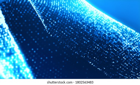 Dot blue wave light screen gradient texture background. Abstract ai technology big data digital background. 3d rendering.