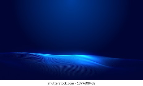 Dot Blue Wave Light Screen Gradient Texture Background. Abstract  Technology Big Data Digital Background. 3d Rendering.