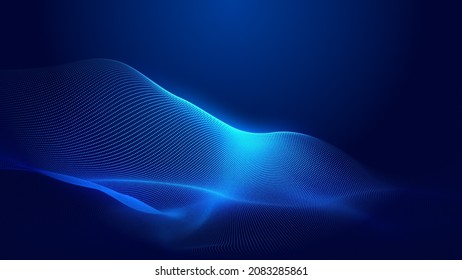Dot Blue Wave Light Screen Gradient Texture Background. Abstract  Technology Big Data Digital Background. 3d Rendering.