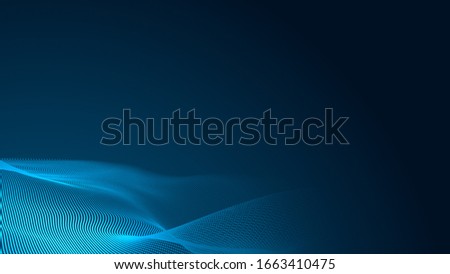 Dot blue wave light screen gradient texture background. Abstract  technology big data digital background. 3d rendering.