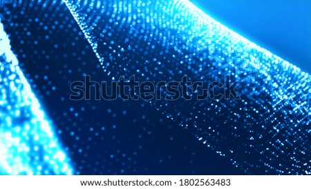 Dot blue wave light screen gradient texture background. Abstract ai technology big data digital background. 3d rendering.