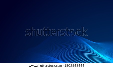 Dot blue wave light screen gradient texture background. Abstract  technology big data digital background. 3d rendering.