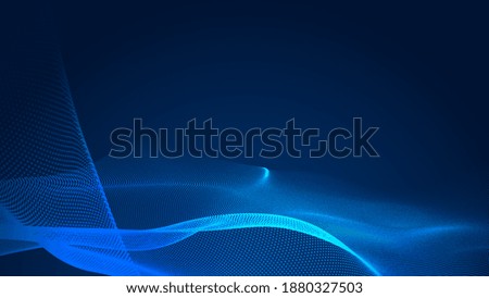 Dot blue wave light screen gradient texture background. Abstract  technology big data digital background. 3d rendering.