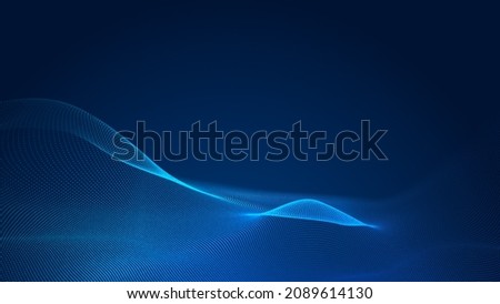 Dot blue wave light screen gradient texture background. Abstract  technology big data digital background. 3d rendering.