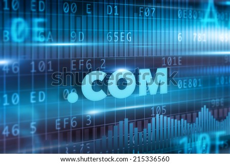 dot com concept with blue background blue text